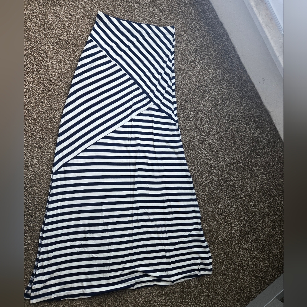 Charlotte Russe Navy and White Asymmetrical Skirt